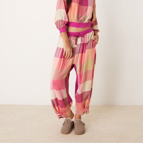 Free People Other - Free People Pink and Cream Pajama Pants